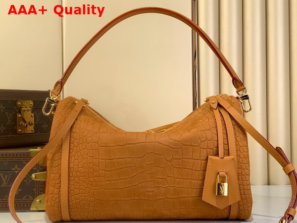 Louis Vuitton Express MM Tan Crocodile Embossed Suede Calfskin Replica