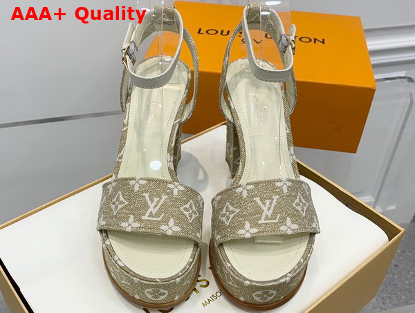 Louis Vuitton Fame Platform Sandal in Beige Monogram Denim 1AAZC7 Replica
