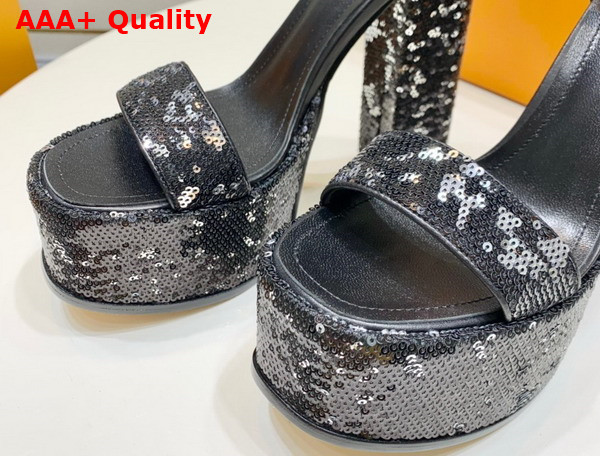 Louis Vuitton Fame Platform Sandal in Black Sequins 1AB3A3 Replica
