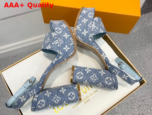 Louis Vuitton Fame Platform Sandal in Blue Monogram Denim 1AAZC0 Replica