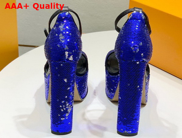 Louis Vuitton Fame Platform Sandal in Blue Sequins Replica