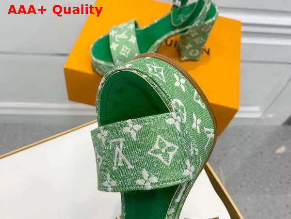 Louis Vuitton Fame Platform Sandal in Green Monogram Denim Replica