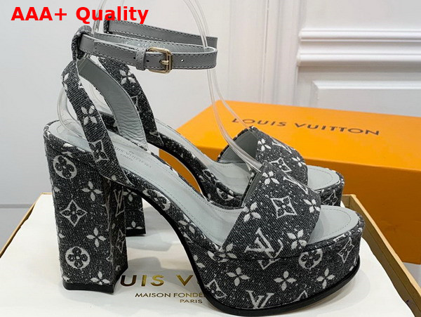Louis Vuitton Fame Platform Sandal in Grey Monogram Denim Replica