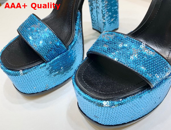 Louis Vuitton Fame Platform Sandal in Light Blue Blue Sequins Replica