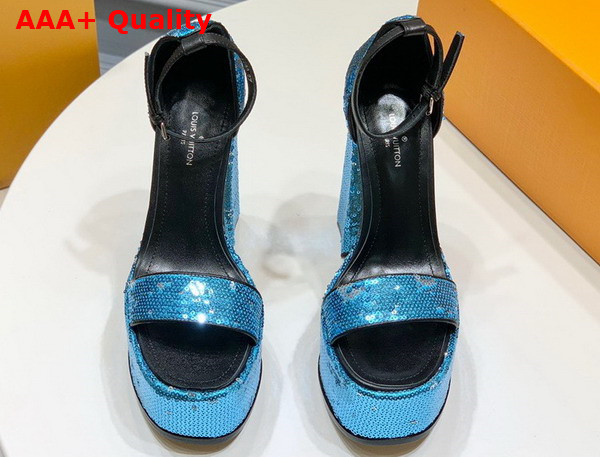 Louis Vuitton Fame Platform Sandal in Light Blue Blue Sequins Replica