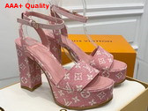 Louis Vuitton Fame Platform Sandal in Pink Monogram Denim Replica