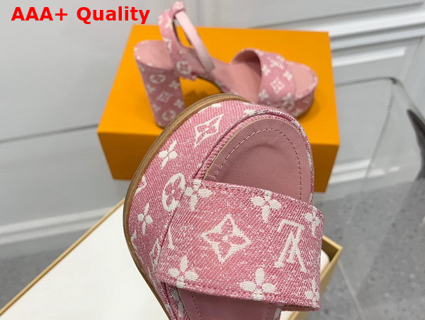 Louis Vuitton Fame Platform Sandal in Pink Monogram Denim Replica