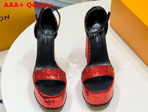 Louis Vuitton Fame Platform Sandal in Red Sequins Replica
