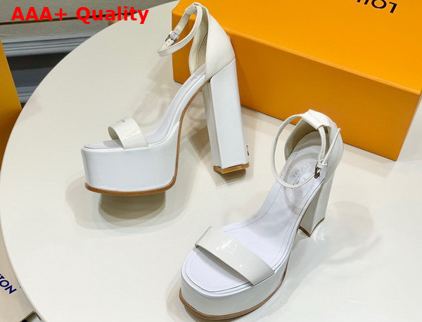 Louis Vuitton Fame Platform Sandal in White Patent Calf Leather Replica