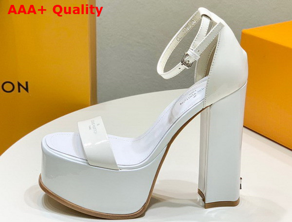 Louis Vuitton Fame Platform Sandal in White Patent Calf Leather Replica