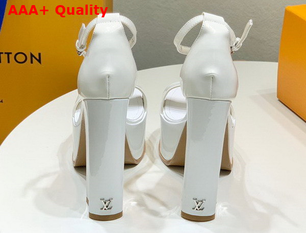 Louis Vuitton Fame Platform Sandal in White Patent Calf Leather Replica