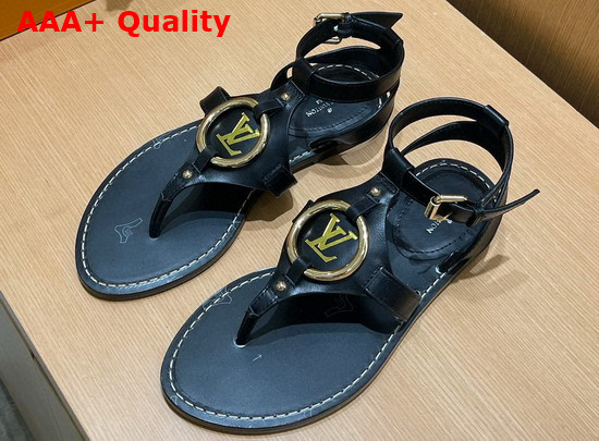 Louis Vuitton Faro Flat Sandal Black Calf Leather 1A8N1A Replica