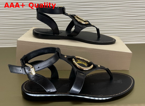 Louis Vuitton Faro Flat Sandal Black Calf Leather 1A8N1A Replica