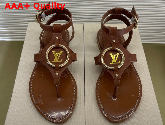 Louis Vuitton Faro Flat Sandal Cognac Brown Calf Leather 1A8N1Q Replica