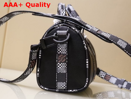 Louis Vuitton Fashion Show Mini Speedy Bag in Black Grained Calfskin and Damier Canvas Replica