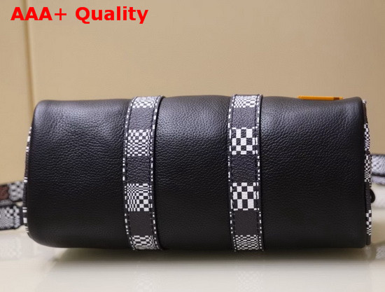 Louis Vuitton Fashion Show Mini Speedy Bag in Black Grained Calfskin and Damier Canvas Replica