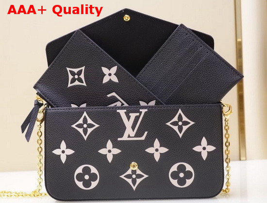 Louis Vuitton Felicie Pochette Black Monogram Empreinte Leather Replica