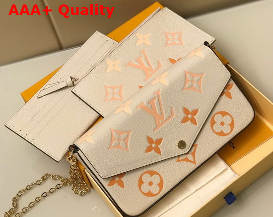 Louis Vuitton Felicie Pochette Cream Saffron Monogram Empreinte Embossed Supple Grained Cowhide Leather M80498 Replica