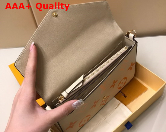 Louis Vuitton Felicie Pochette Cream Saffron Monogram Empreinte Embossed Supple Grained Cowhide Leather M80498 Replica