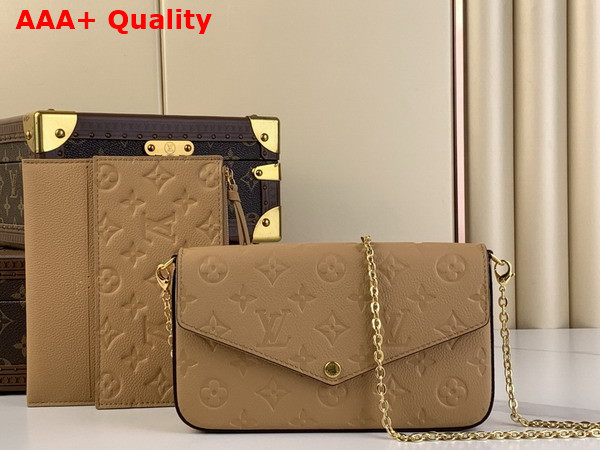 Louis Vuitton Felicie Pochette in Beige Monogram Empreinte Leather Replica
