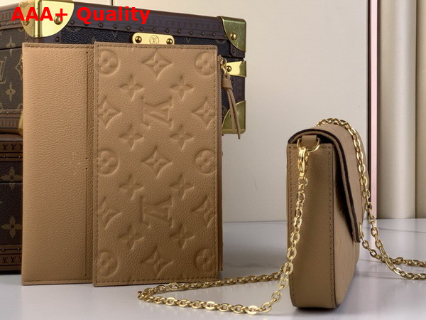 Louis Vuitton Felicie Pochette in Beige Monogram Empreinte Leather Replica