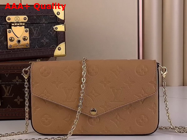 Louis Vuitton Felicie Pochette in Beige Monogram Empreinte Leather Replica