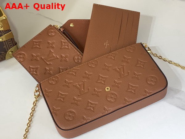 Louis Vuitton Felicie Pochette in Cognac Brown Monogram Empreinte Leather M81531 Replica