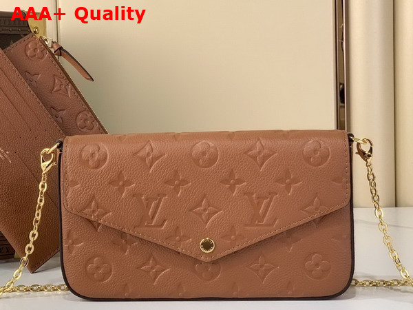 Louis Vuitton Felicie Pochette in Cognac Brown Monogram Empreinte Leather M81531 Replica