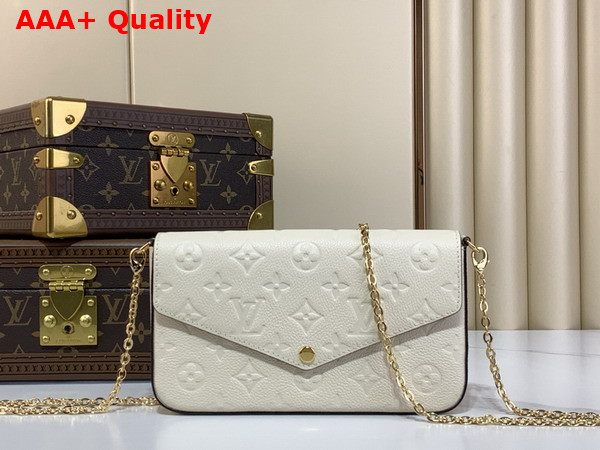 Louis Vuitton Felicie Pochette in Cream Monogram Empreinte Leather M82363 Replica
