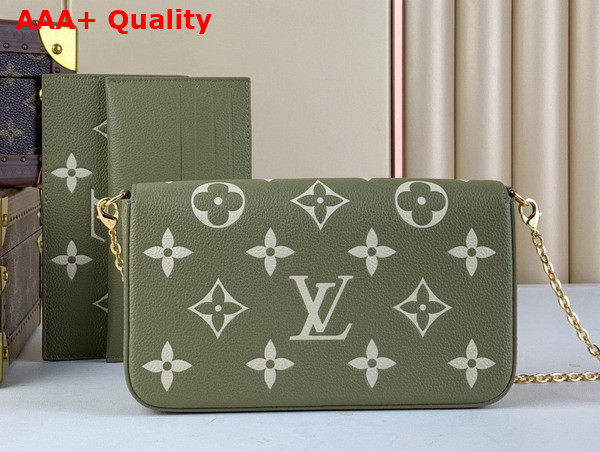 Louis Vuitton Felicie Pochette in Khaki and Beige Monogram Empreinte Leather Replica