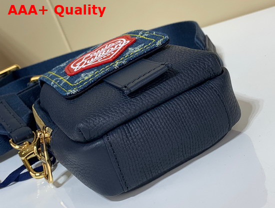 Louis Vuitton Flap Double Phone Pouch in Blue Monogram Denim and Navy Blue Taurillon Leather M81060 Replica