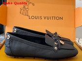 Louis Vuitton Flore Car Shoe in Black Grained Calf Leather 1AICKY Replica