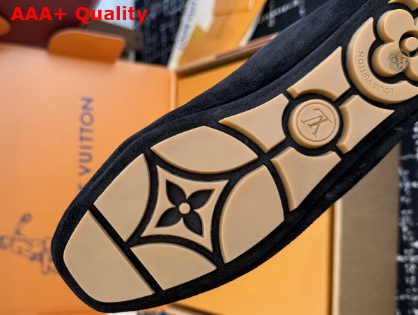 Louis Vuitton Flore Car Shoe in Black Suede Calf Leather and Shearling Lining Replica