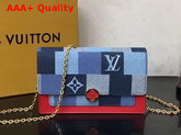Louis Vuitton Flore Chain Wallet Monogram Denim with a Pattern of Patchwork Squares M69036 Replica