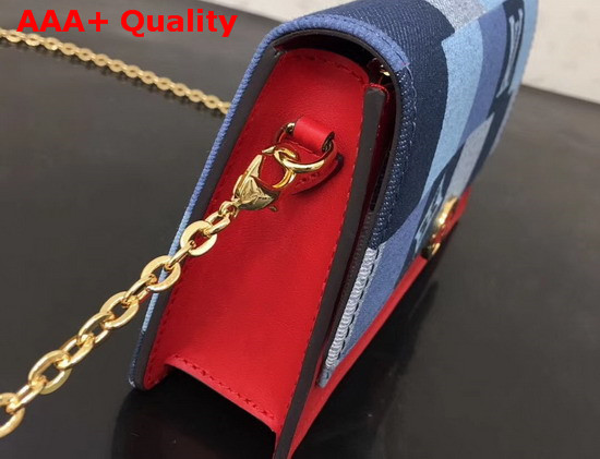 Louis Vuitton Flore Chain Wallet Monogram Denim with a Pattern of Patchwork Squares M69036 Replica