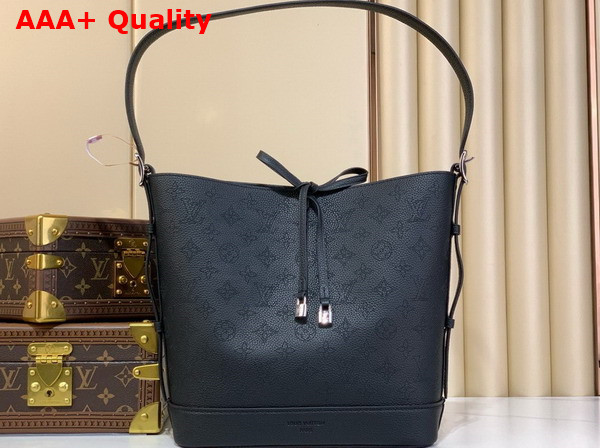 Louis Vuitton Flore Handbag in Black Perforated Mahina Calfskin Leather M12139 Replica