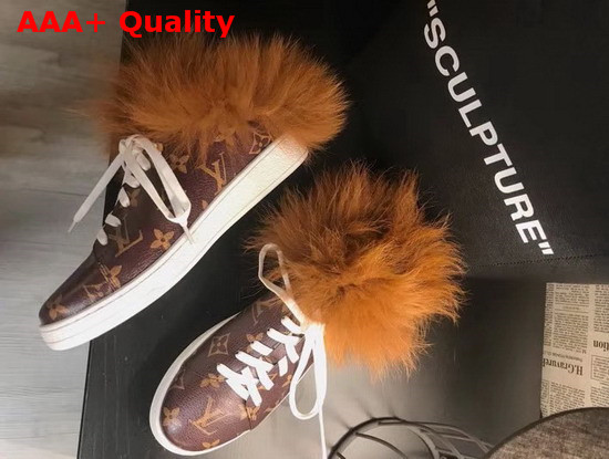 Louis Vuitton Frontrow Open Back Trainer Monogram Canvas and Fox Fur Replica