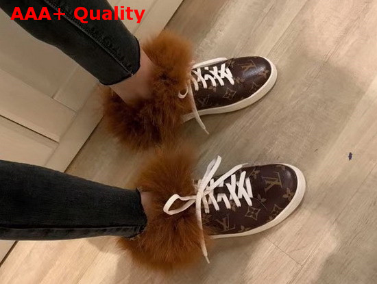 Louis Vuitton Frontrow Open Back Trainer Monogram Canvas and Fox Fur Replica