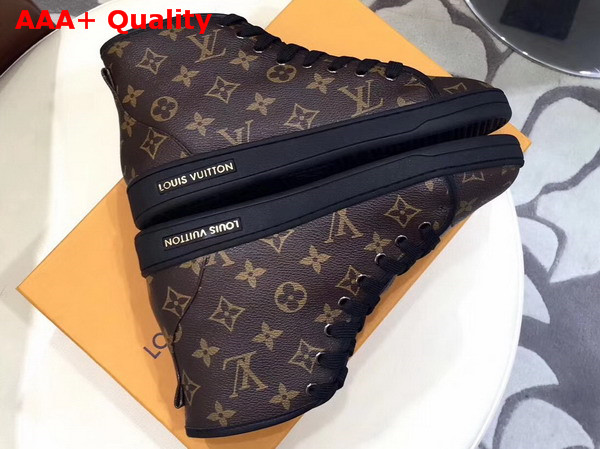 Louis Vuitton Frontrow Sneaker Boot Patent Monogram Canvas and Calf Leather Trim Replica