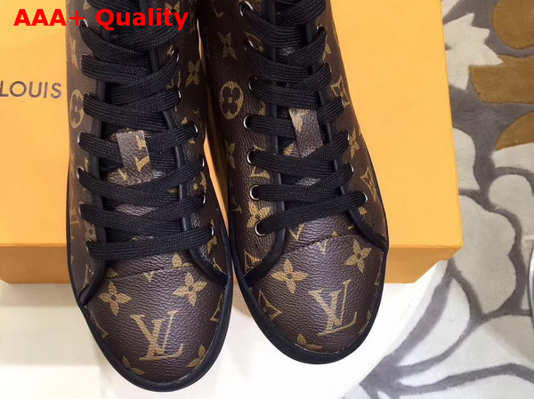 Louis Vuitton Frontrow Sneaker Boot Patent Monogram Canvas and Calf Leather Trim Replica