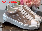 Louis Vuitton Frontrow Sneaker Nude and Khaki Patent Monogram Canvas Replica