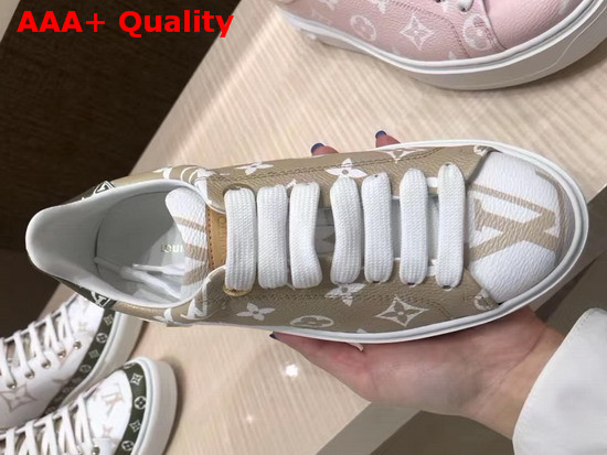 Louis Vuitton Frontrow Sneaker Nude and Khaki Patent Monogram Canvas Replica