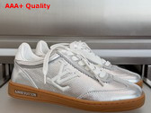 Louis Vuitton Frontrow Sneaker in Silver Metallic Lambskin 1AIUZJ Replica