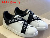 Louis Vuitton Frontrow Sneaker in White Calf Leather with Black Band Replica