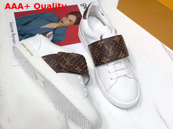 Louis Vuitton Frontrow Trainer White Calf Leather and Patent Monogram Canvas Replica