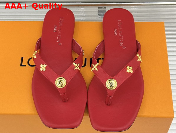 Louis Vuitton Gaia Flat Thong in Red Lambskin 1AK46B Replica