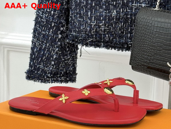 Louis Vuitton Gaia Flat Thong in Red Lambskin 1AK46B Replica