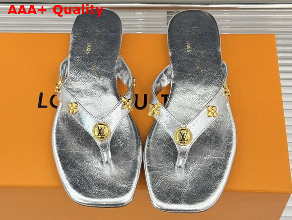 Louis Vuitton Gaia Flat Thong in Silver Lambskin Replica