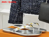 Louis Vuitton Gaia Flat Thong in Silver Lambskin Replica