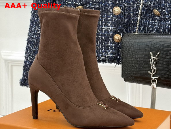 Louis Vuitton Gala Ankle Boot in Brown Suede Baby Goat Leather 1AKHIZ Replica
